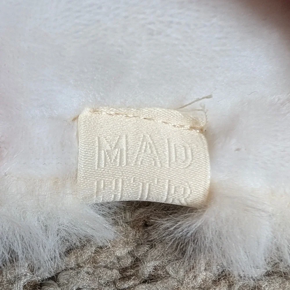 Mad Hatter Faux Fur Headband Cream Off White Winter Ear‎ Warmer Elastic Back